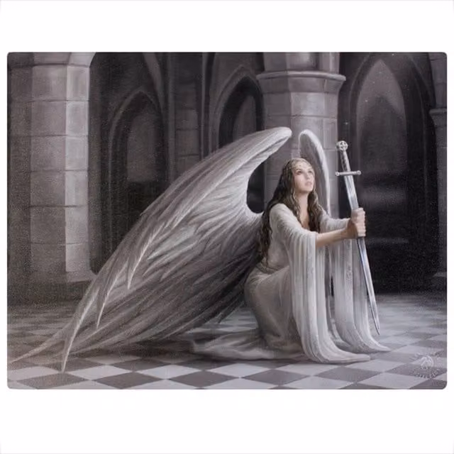 The Blessing Canvas Plaque by Anne Stokes, White Angel Illustration Wall Art