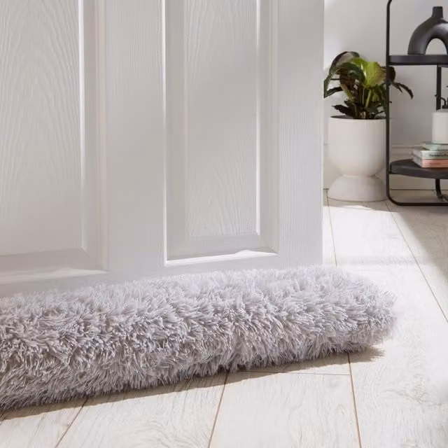 Catherine Lansfield Cuddly Faux Fur Draught Excluder, Silver, W 90 cm x D 20 cm