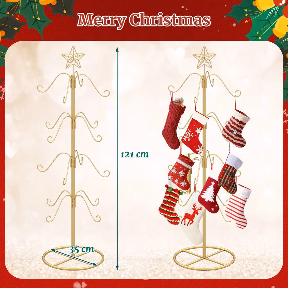 Costway Gold Metal Christmas Stocking Holder Stand with Star Design – 2