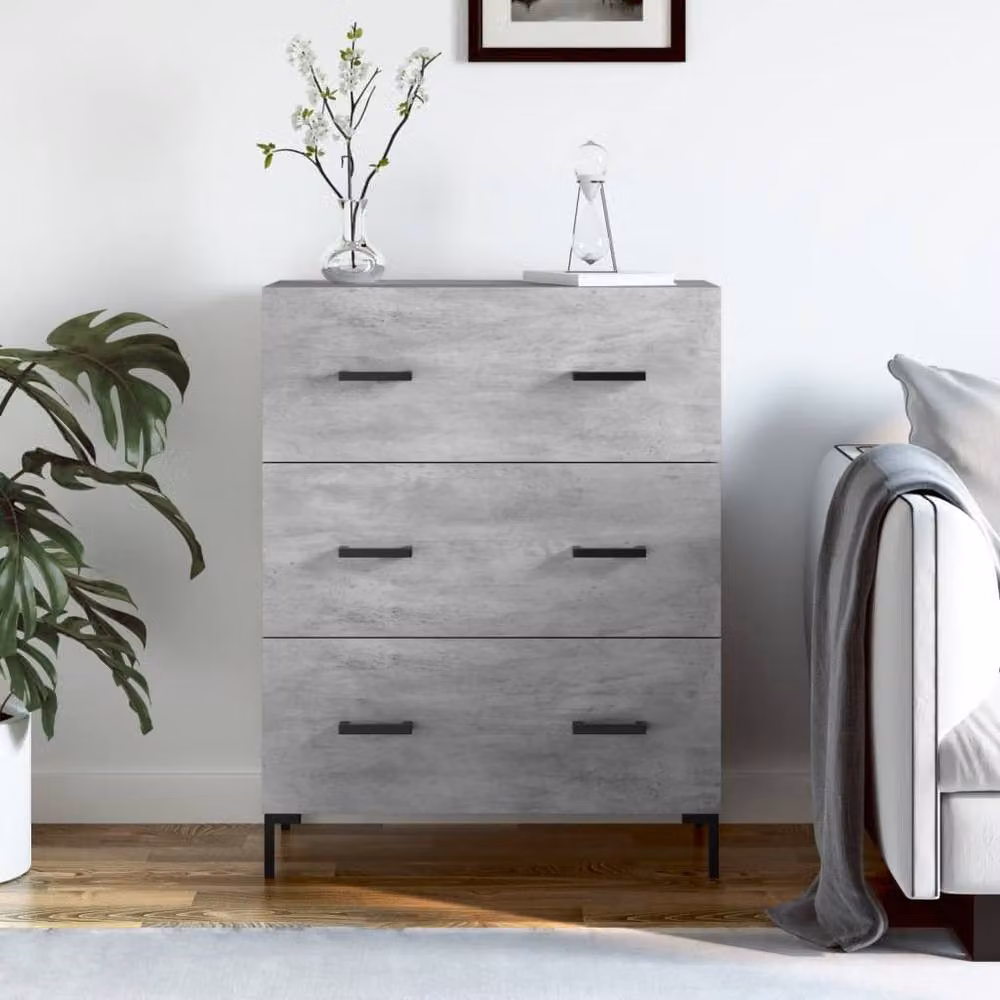 Berkfield Home Industrial Sideboard in Concrete Grey, W/D/H: 69.5 x 34 x 90 cm – 2