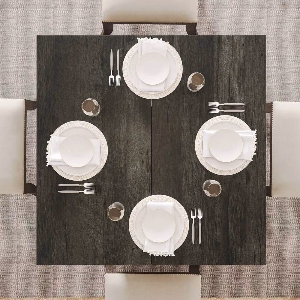 VOGREX Square Farmhouse Dining Table in Dark Grey, W/D/H: 80 x 80 x 75 cm – 5