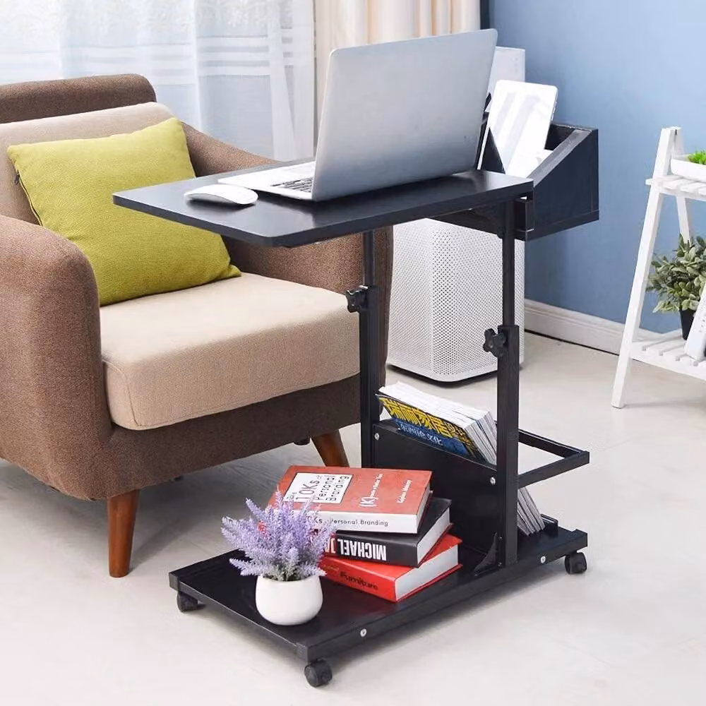 FLAVORA Black Adjustable Mobile Overbed Table – 3