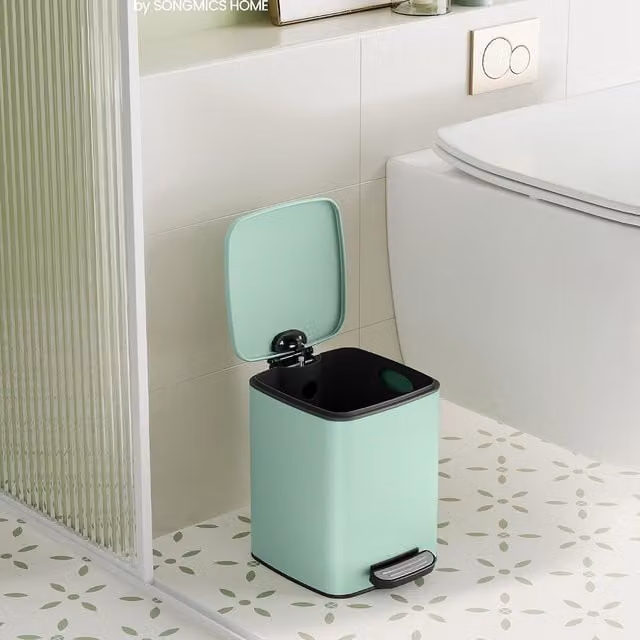 SONGMICS 6L Steel Pedal Kitchen Bin with Soft Close and Removable Inner Bucket, Mint Green
