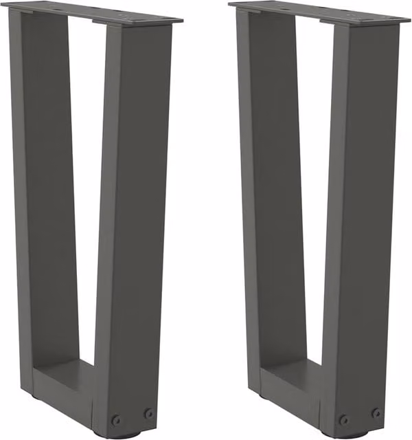 Berkfield Home V-Shape Dining Table Legs, 2 Piece Steel Set in Anthracite Black, W: 38 cm, H: 42-43.3 cm