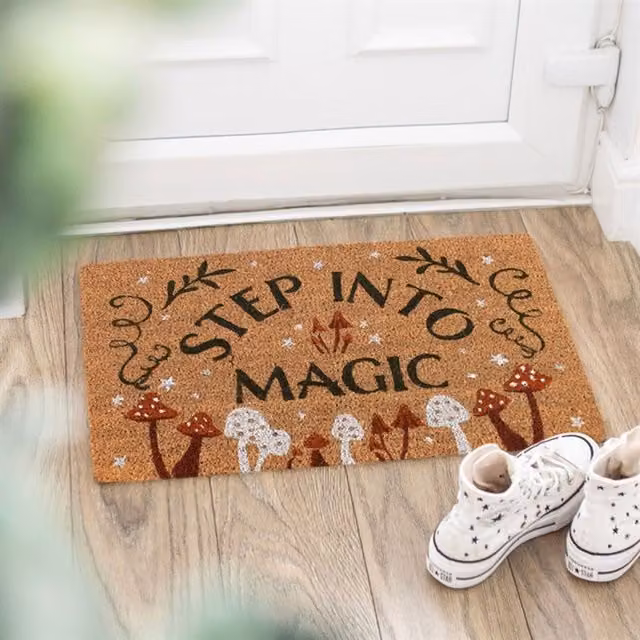 KDMK Woodland Mushroom Coir Doormat, Brown, Rectangular