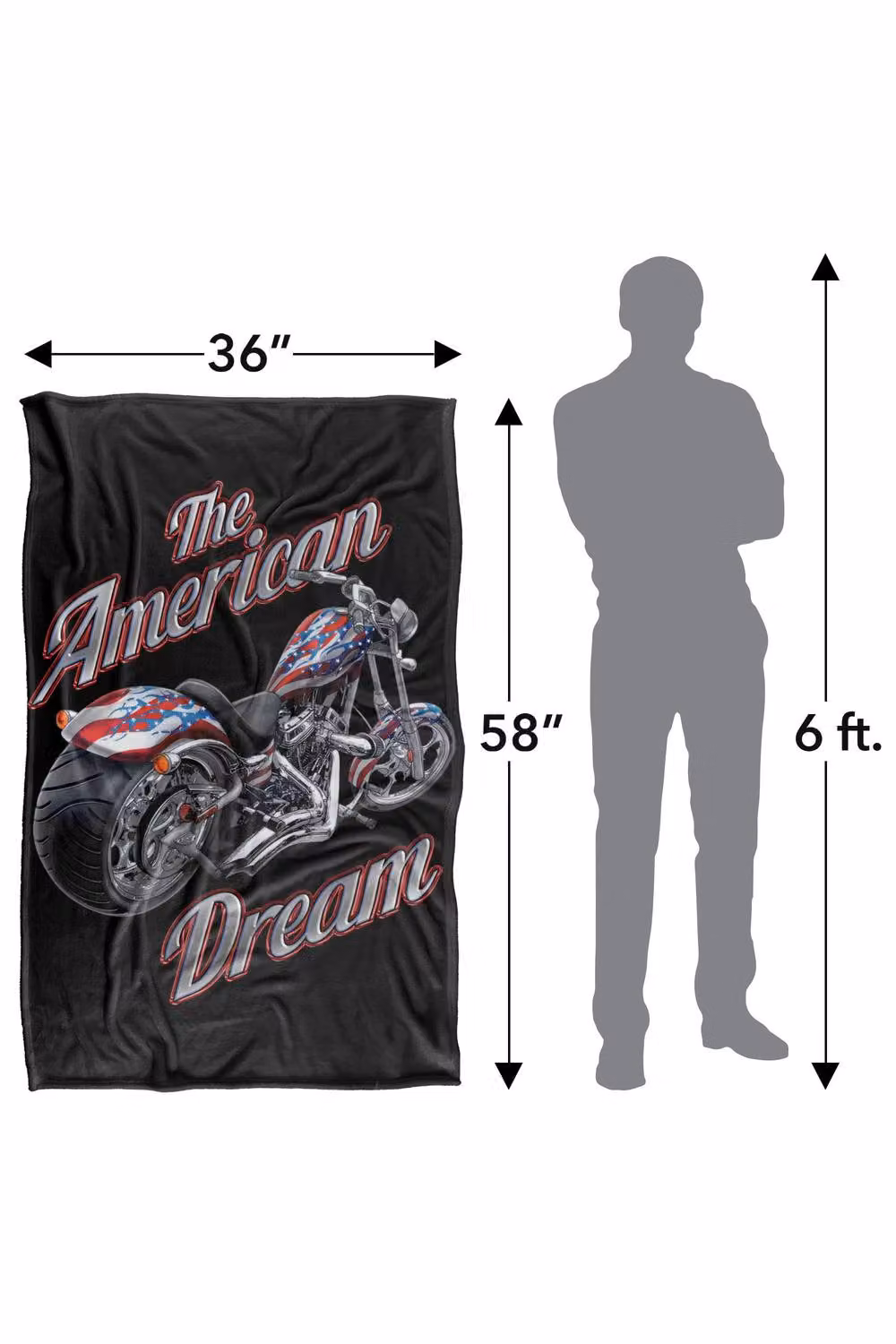 JQ Licensing The American Dream Motorcycle Super Soft Fluffy Polyester Throw Blanket, Multicolour, Large – 3