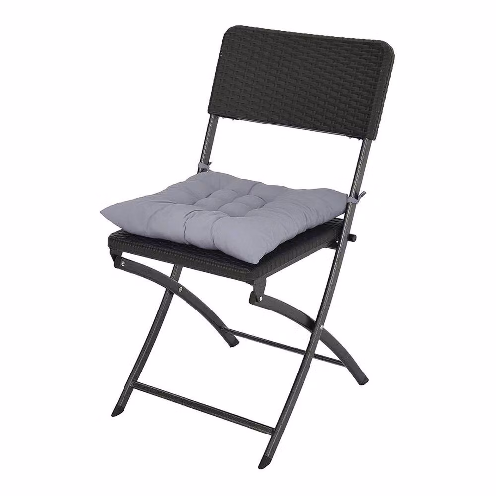 NESTLUNE Set of 4 Weatherproof Tie-on Rectangular Seat Pads for Dining and Garden, Grey, W: 100 cm, D: 190 cm – 3