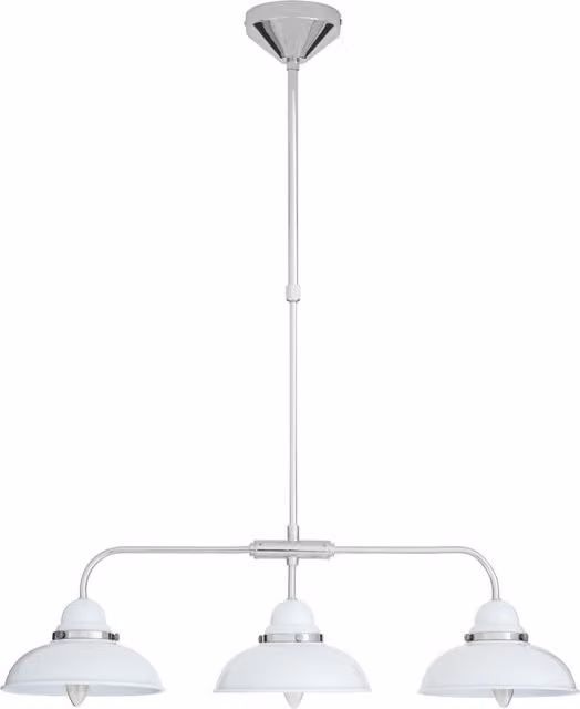 Interiors by Premier Jasper 3 Light Pendant Bar Light in White and Chrome