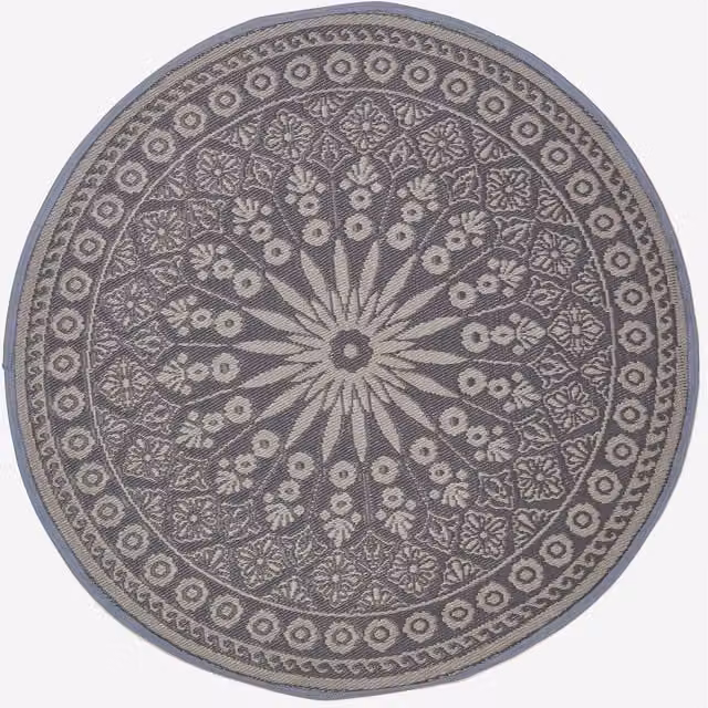 Homescapes Black Mandala Round Outdoor Rug, Diameter: 170 cm