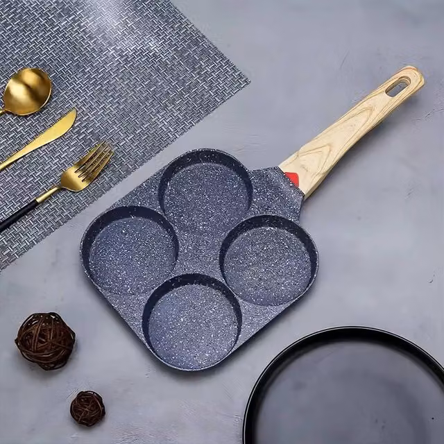 VOGREX Black Non-Stick Ceramic 4-Hole Egg and Pancake Frying Pan – 1