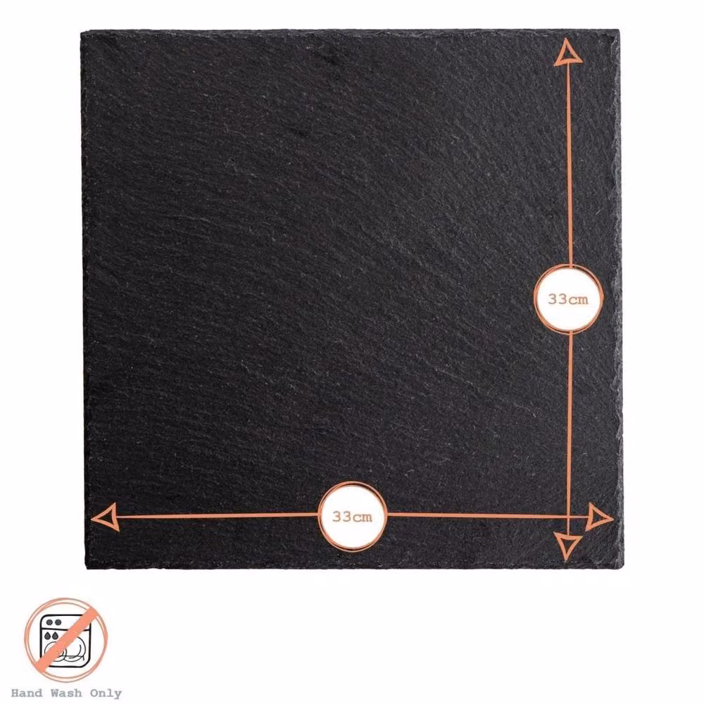 Havendro Set of 24 Square Black Slate Placemats, W: 33 cm – 3