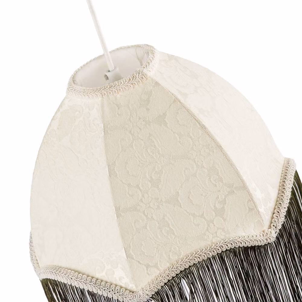 Happy Homewares Cream Floral Victorian Velvet Lampshade with Green, White and Beige Tassels, Diameter: 30 cm – 2