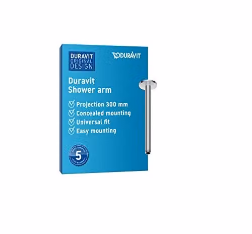 Duravit Universal Round Ceiling Mount Shower Arm and Shower Head in Chrome with 300 mm Diameter and 1/2 inch Connection – 1