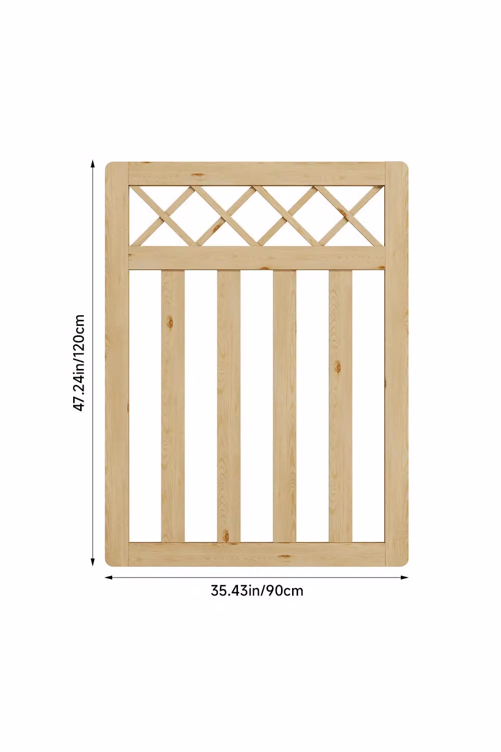 Living and Home Natural Wooden Outdoor Lattice Top Pedestrian Garden Swing Gate, W/H: 91.44 x 121.92 cm – 3