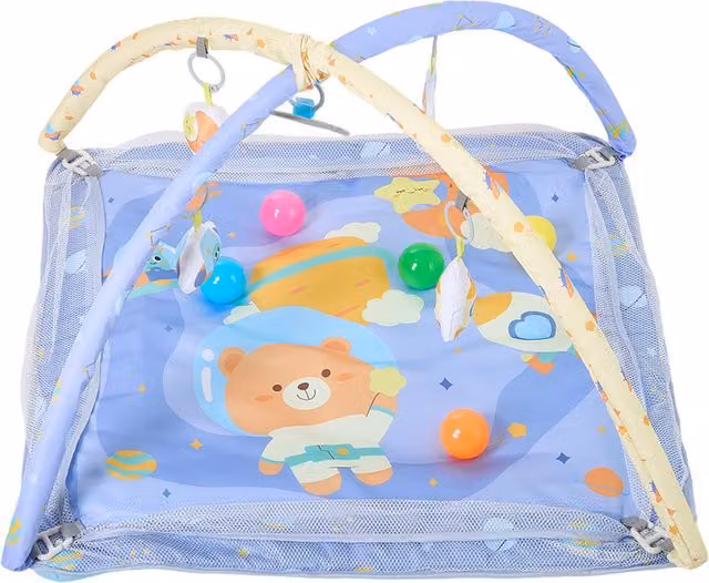 Kidkid Baby Playpen with Mat and Toys in Blue