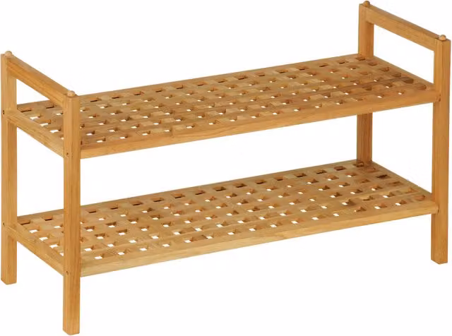 Orsina 2 Tier Stackable Walnut Wood Shoe Rack in Brown