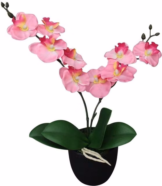 Berkfield Home Pink Artificial Orchid Plant with Pot, Height: 30 cm