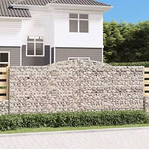 vidaXL 10-piece Arched Gabion Baskets in Silver Galvanised Steel, W/D/H: 400 x 50 x 160/180 cm – 2