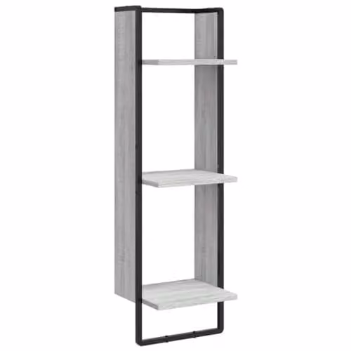 vidaXL 3-Tier Wall Mounted Shelf in Grey, W: 30 cm, D: 25 cm, H: 100 cm – 1
