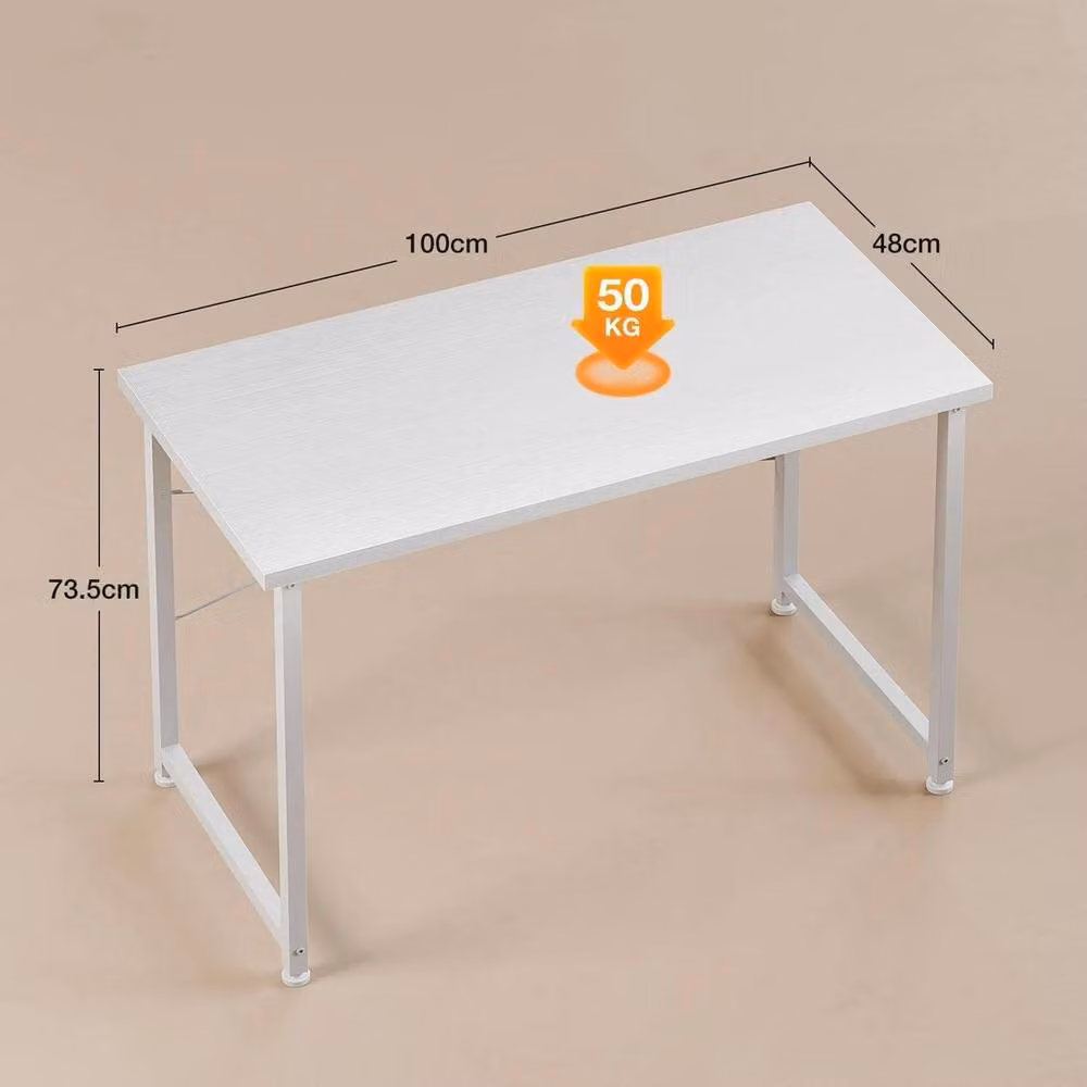 FORGEVIO Modern White Computer Desk for Home Office, W: 100 cm, D: 48 cm – 2
