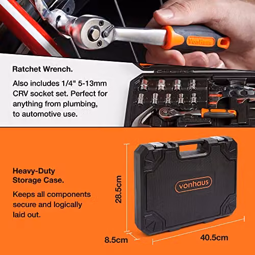 VonHaus 120 Piece Home Tool Kit in Black – 7