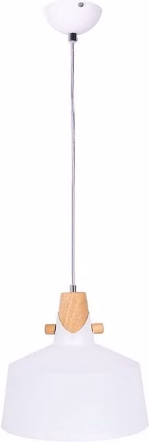 Netlighting Melena Dome Pendant Ceiling Light in White and Wood with E27 Socket