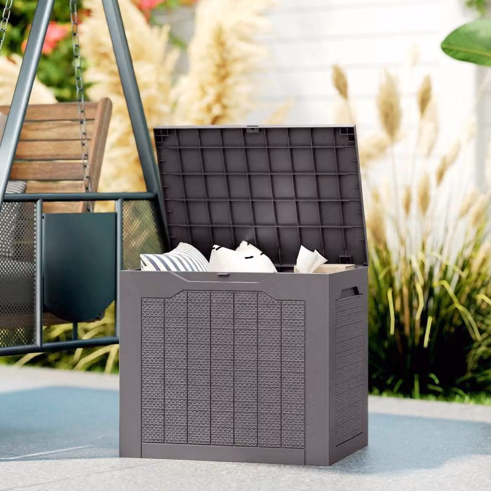 NESTLUNE 97L Plastic Garden Storage Box in Grey, W: 100 cm, D: 15 cm – 3