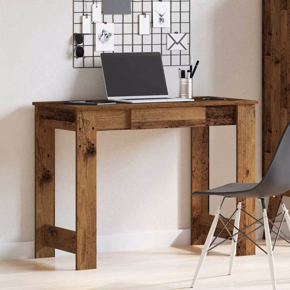 Berkfield Home Writing Desk in Brown Old Wood, W/D/H: 100 x 45 x 75 cm – 2