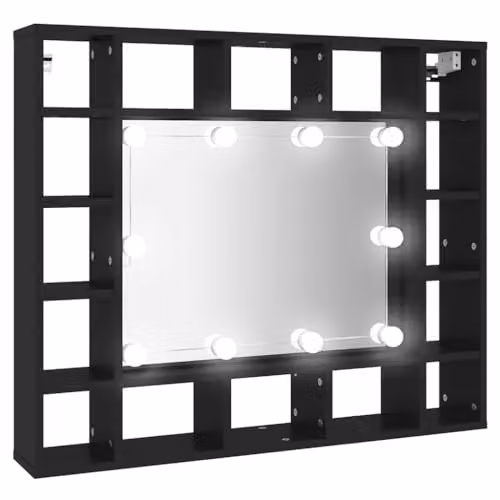 vidaXL Modern Black LED Mirror Cabinet for Bathroom, W/D/H: 91 x 15 x 76.5 cm