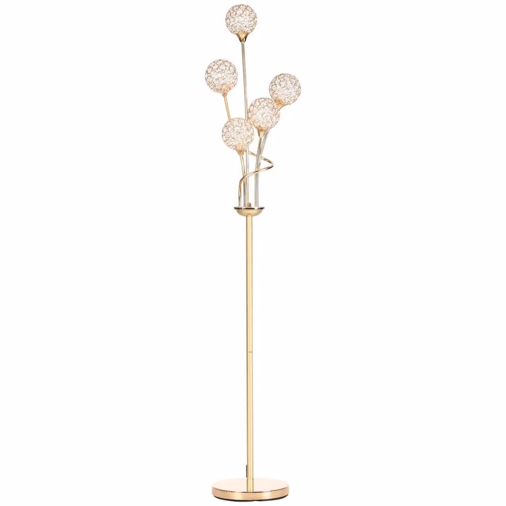 Wyld Haus Rarodi 5 Light Gold Crystal Floor Lamp, Height: 156 cm – 2