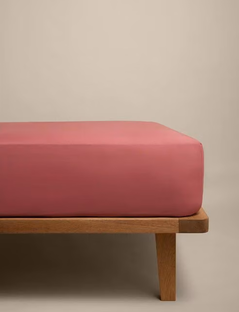 M&S Cotton Rich Breathable Fitted Sheet, Clay, W/D/H: 140 x 200 cm