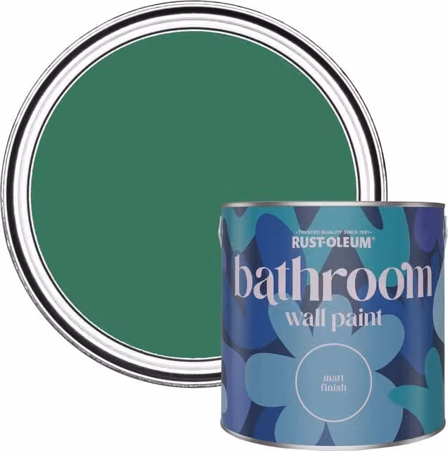 Rust-Oleum Matt Water-Based Bathroom Wall and Ceiling Paint, Emerald Green