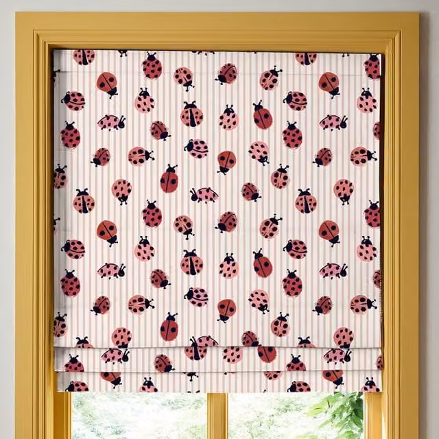 Wee Blue Bell Little Ladybirds Made To Measure Blackout Roman Blind in Multicolour Poppy Pattern