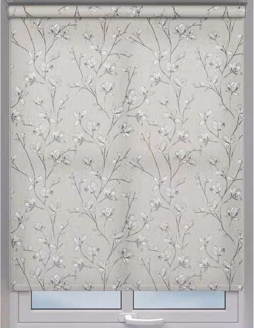 Terrys Aurora Semi-Transparent Floral Roller Blind in Beige and Grey