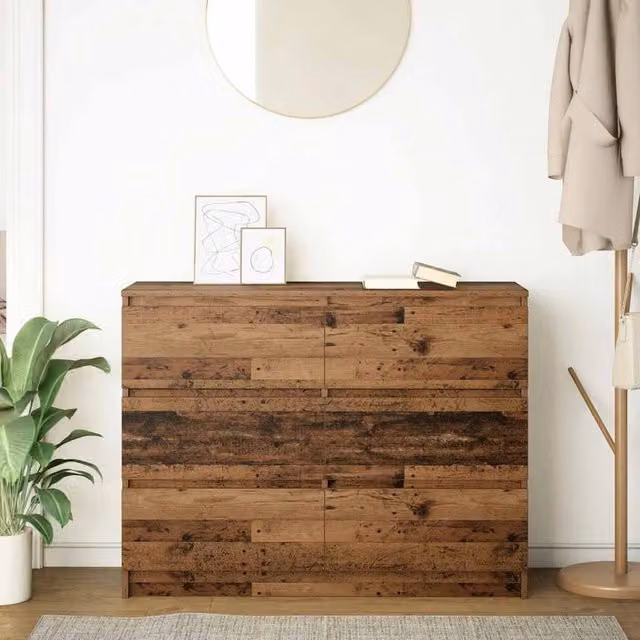 Berkfield Home Rustic Old Wood Sideboard in Brown, W/D/H: 100 x 35 x 76 cm