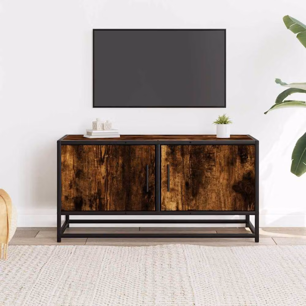 Berkfield Home Industrial TV Cabinet in Smoked Oak and Brown, W/D/H: 80 x 34.5 x 40 cm – 3