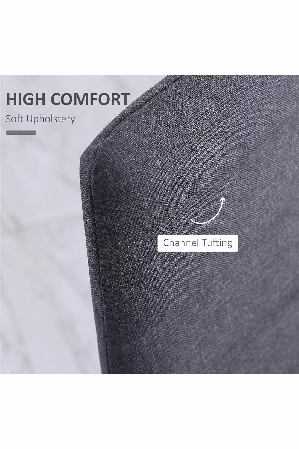 ERGOVEXA High Back Dining Chairs in Grey Upholstered Linen-Touch Fabric – 3