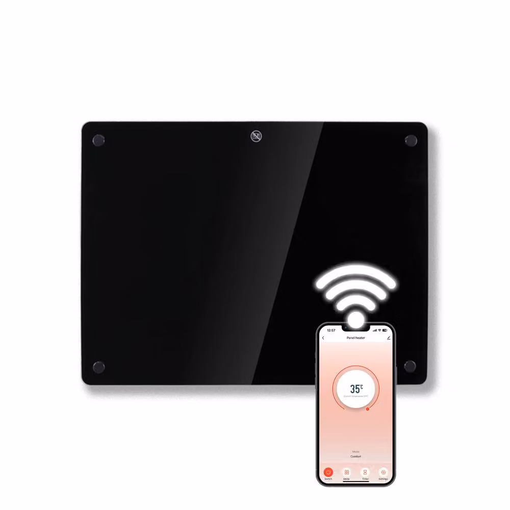 Futura 1000W WiFi Glass Electric Panel Heater, Black, Wall Mounted or Freestanding – 8