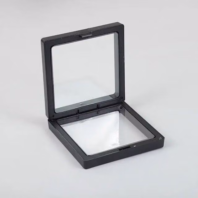 KDMK Large 3D Floating Frame Display for Jewelry and Collectibles, Black, W/D/H: 11 x 11 x 11 cm