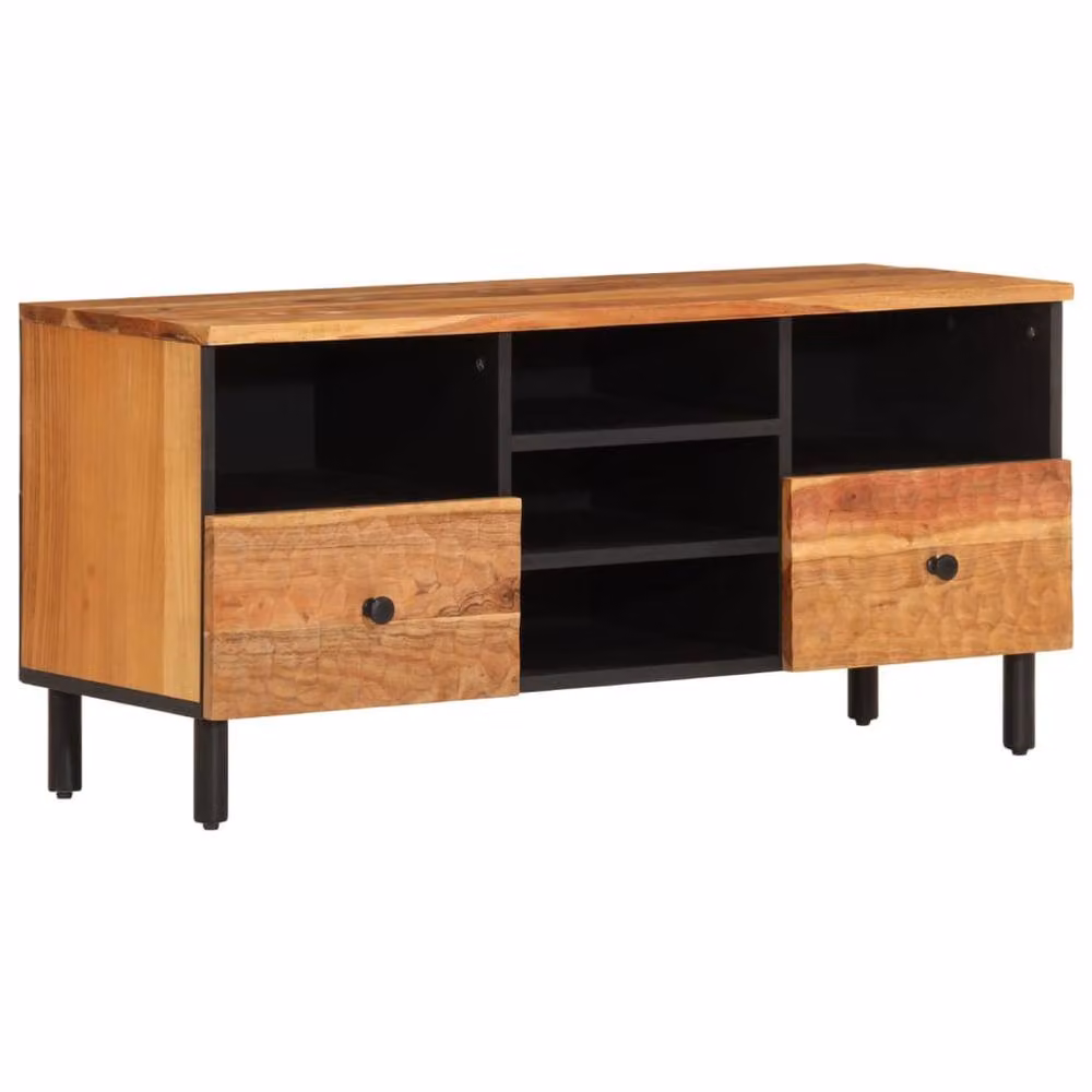 Berkfield Home Industrial TV Cabinet in Brown Solid Acacia Wood, W/D/H: 100 x 33 x 46 cm – 3
