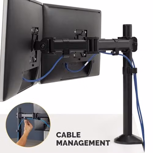 Fellowes Dual Monitor Arm Reflex Mount in Black for up to 30 inch Screens, VESA 75 x 75 mm and 100 x 100 mm – 6