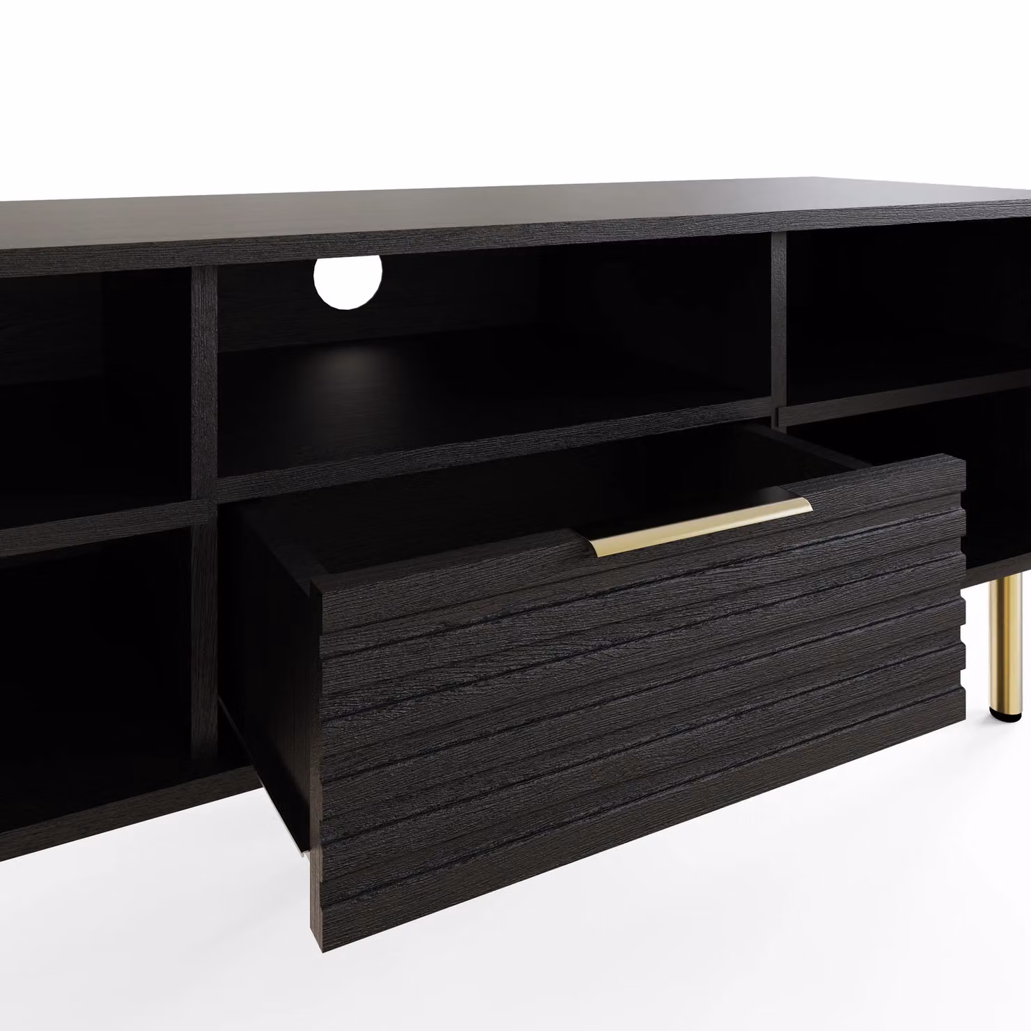 GFW Nervata Black and Gold 2 Door 1 Drawer TV Cabinet – 4