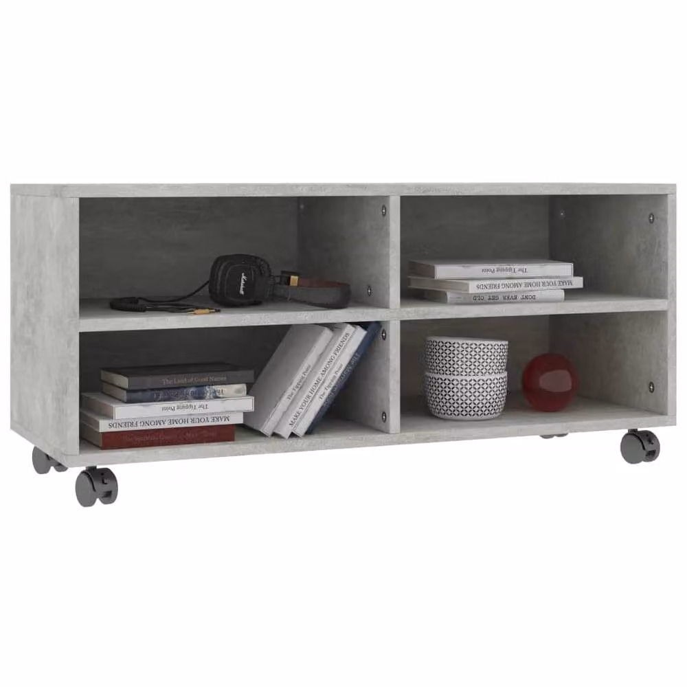 Berkfield Home TV Cabinet with Castors in Concrete Grey, W/D/H: 90 x 35 x 35 cm – 3