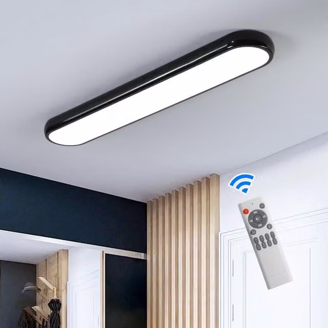 Garwarm Dimmable LED Semi Flush Mount Ceiling Light with Remote Control in Black – 1
