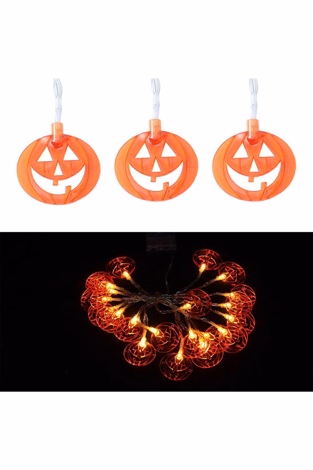 H&O Direct Orange Smiley Pumpkin LED String Lights for Halloween Party Decor, 3m – 4