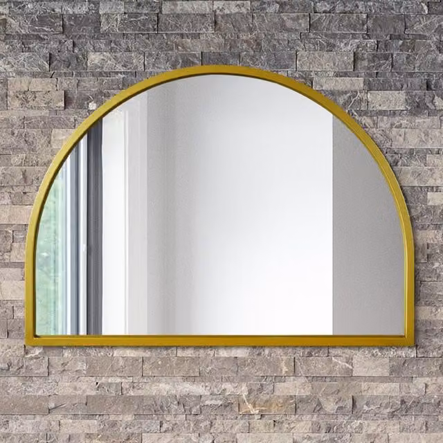 MirrorOutlet Arcus Modern Gold Metal Framed Arched Wall Mirror