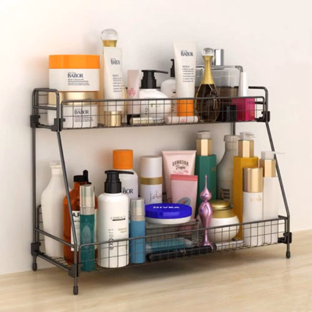 FLAVORA 2 Tier Iron Wire Shelving in Black, W/D/H: 31.5 x 16 x 30 cm – 4