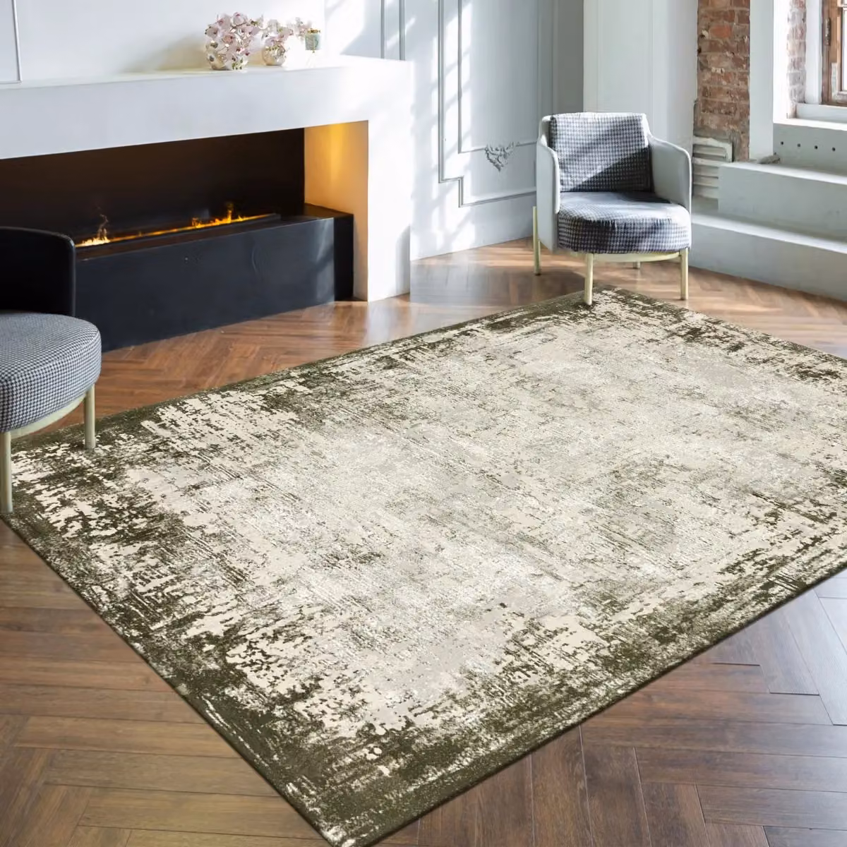 The Rug Shop UK Green Modern Abstract Easy To Clean Area Rug W: 240 cm, D: 340 cm – 2