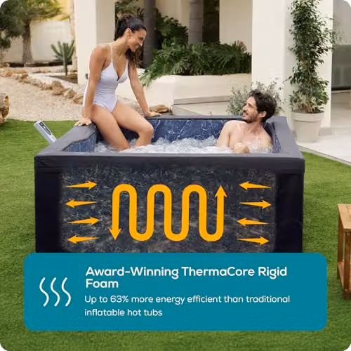 Lay-Z-Spa Stockholm Square Inflatable Hot Tub, Grey, 4-6 Person with Wifi App Control – 3