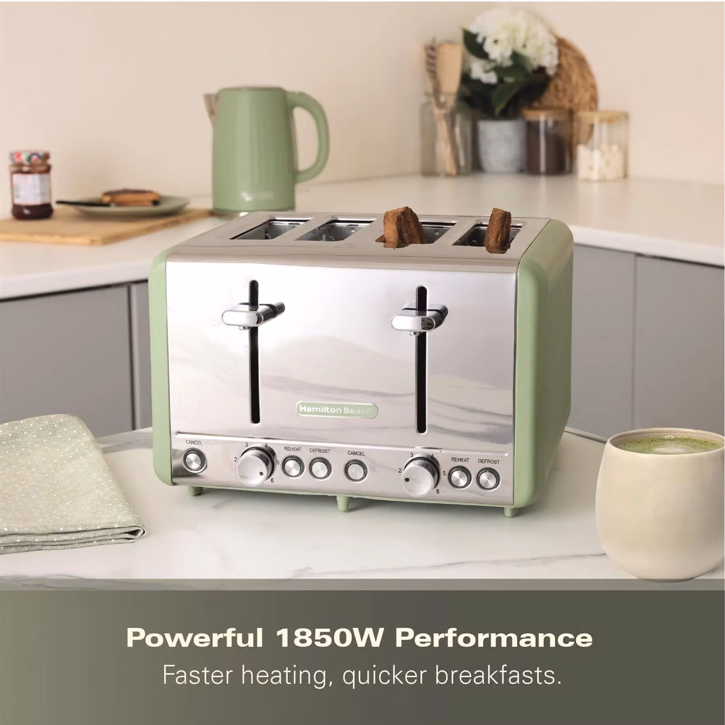 Hamilton Beach Harmony 4 Slice Toaster in Matcha Green – 3
